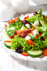 Vegetable salad with feta and kalamata olives