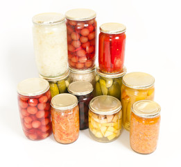 homemade preserves on white background