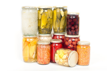 homemade preserves on white background