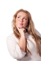 Fototapeta premium Young woman looking upwards.