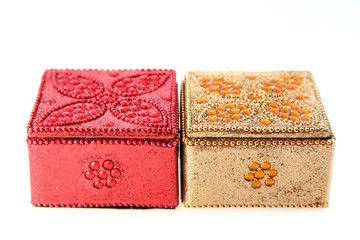 Red and golden color gift boxes