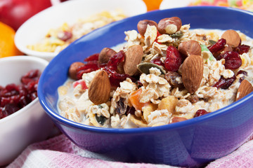 Cereal muesli with dried fruit and nuts