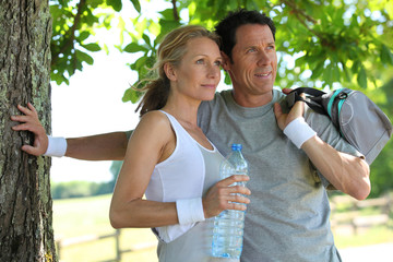 Couple resting after sport