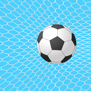 Soccer ball in goal. Vector.