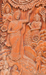 Thai art wall  in temple thailand