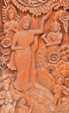 Thai art wall  in temple thailand