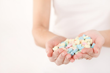 woman with heart sweets