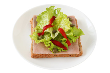 Fototapeta na wymiar toast with ham and lettuce