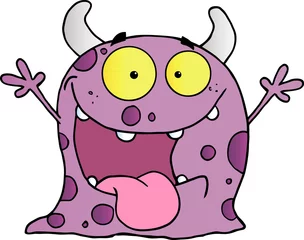 Photo sur Plexiglas Créatures Personnage de dessin animé heureux monstre violet
