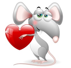 Topo con Cuore S.Valentino-Cartoon Cat in Love-Vector