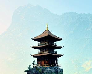 Zen buddhist temple in the mountains