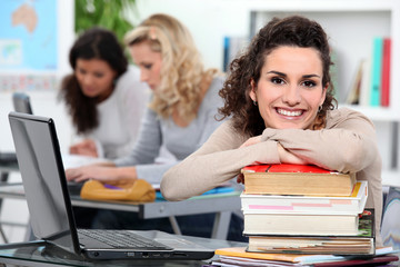 Female students in class