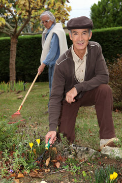 Grandparents gardening