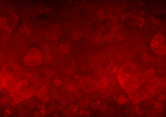 Red Valentine's day background with hearts