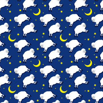 Seamless sleeping lambs pattern