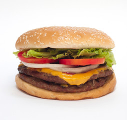 Hamburger on white background (another angle)