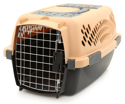 Empty Clean Pet Carrier Over White