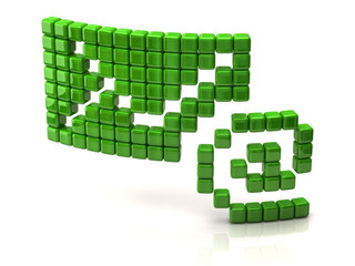 Icône de courrier électronique faite de cubes verts