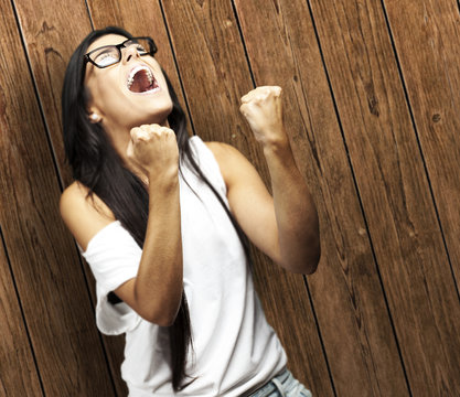woman with a winning gesture