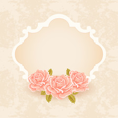 Background with roses, greeting card template