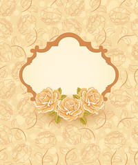 Floral background with roses, greeting card template