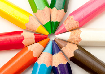 Naklejka premium set of colored pencils on white background