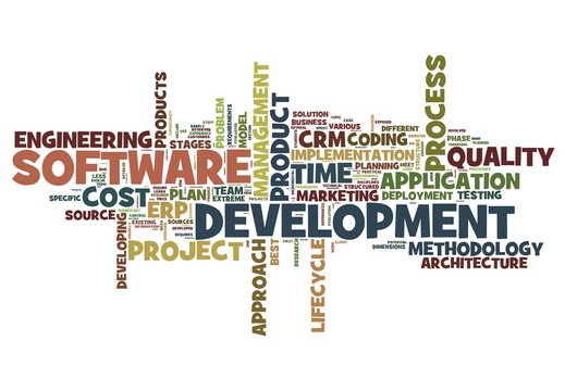 Software development concept in tag cloud