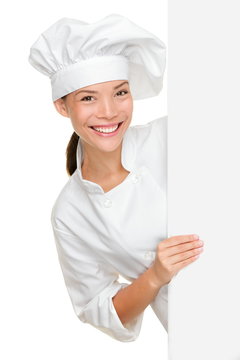 Chef showing blank sign