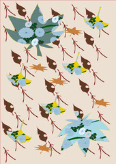 秋の模様　fallen leaf 紅葉　イチョウ　松