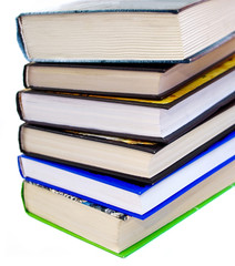 Stack of books over white background