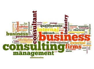 Business consulting in word tag cloud