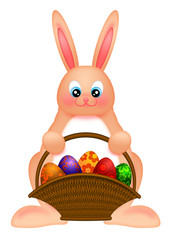 Happy Easter Bunny Rabbit  with Egg Basket Illustration