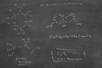 chemistry on chalkboard