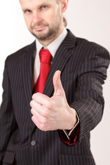 Business man hand with thumb up