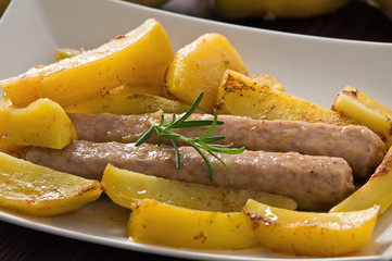 Sausage and potatoes.