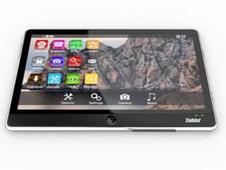 Tablet pc on white background. 3d