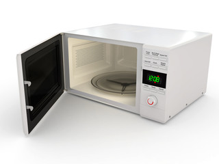 Fototapeta premium Open white microwave. 3d