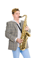 Obraz premium Young man playing the sax.