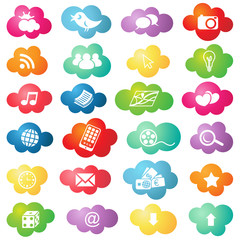 Cloud icons, bright background