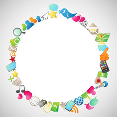 Circle, colorful icons, bright background