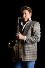Young musician with a saxophone