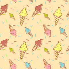 Colorful melting ice-cream seamless pattern © Yuzach