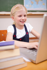 Portrait of a girl using a laptop