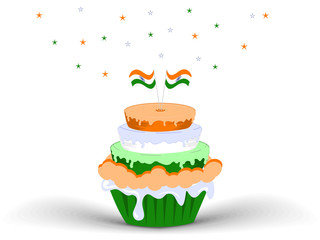 An Indian flag color Ice-cream with Indian Flags. vector illustr