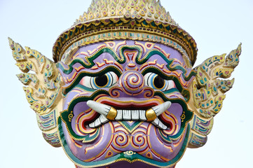 Fototapeta premium Giant face in Wat Phra Kaew in Bangkok,Thailand .
