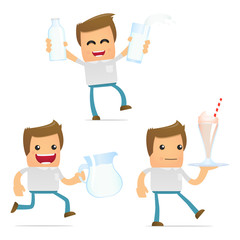 set of funny cartoon casual man