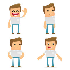 set of funny cartoon casual man
