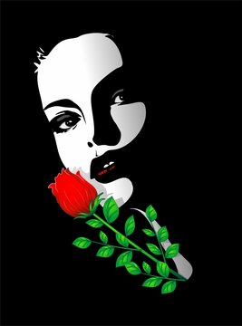 Viso Bella Ragazza Rosa-Beautiful Girl's Rose Portrait-Vector