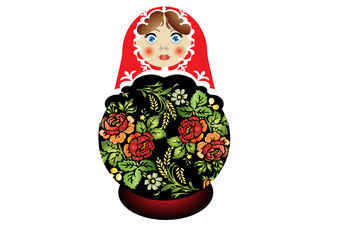 Wooden  doll Matreshka. Traditional russian element