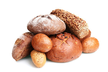 delicious rye breads isolated on white